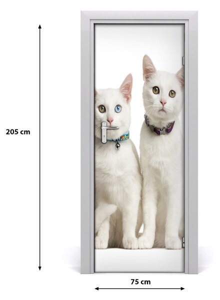 Adesivo per porta Due gatti bianchi 75x205 cm
