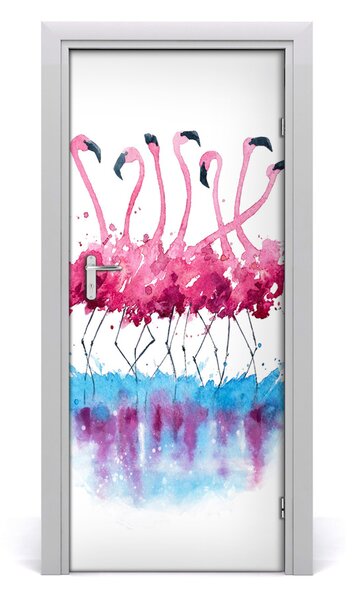 Adesivo per porta Fenicotteri 75x205 cm