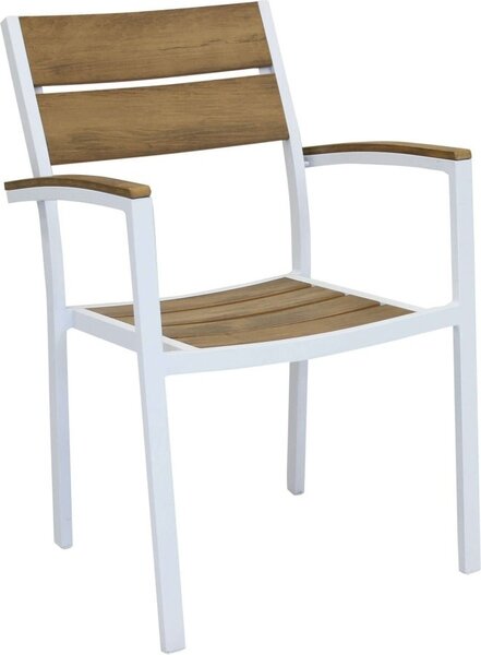 VivaGarden Sedia per Esterni in Alluminio/Polywood Dimensioni 56x58x85 cm colore Marrone/Bianco - Cindy