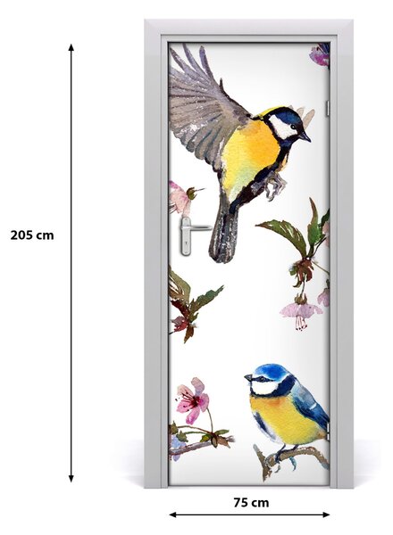 Adesivo per porta interna Uccelli e fiori 75x205 cm