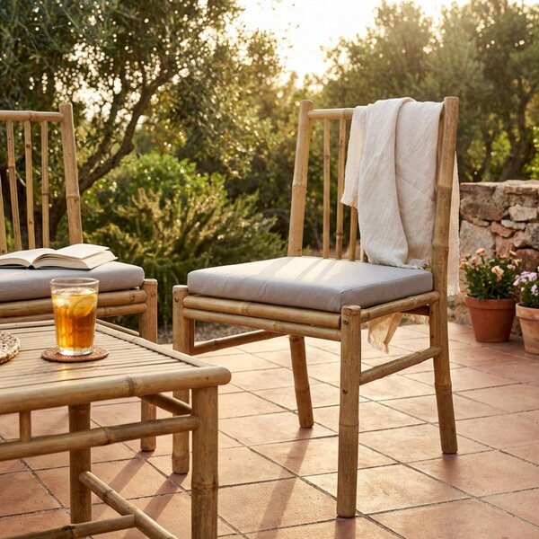 VivaGarden Sedia per Esterni in Bamboo Dimensioni 52x52x85 cm colore Marrone - Cuba