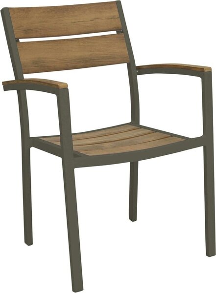 VivaGarden Sedia per Esterni in Alluminio/Polywood Dimensioni 56x58x85 cm colore Taupe - Cindy