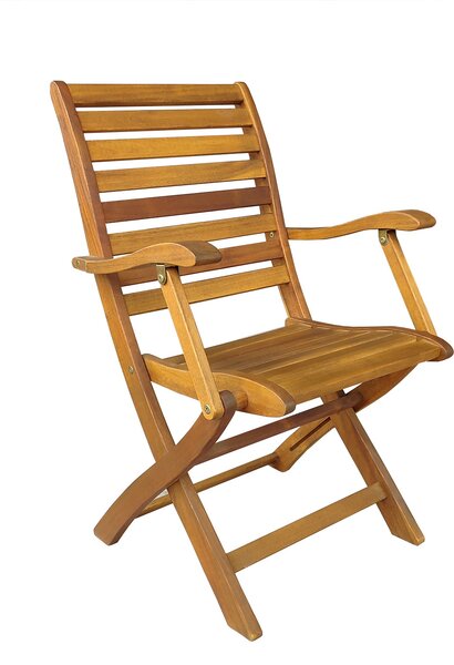 VivaGarden Sedia per Esterni Pieghevole con Braccioli Set 2 Sedie da Giardino in Legno Dimensioni 56x60x90 cm colore Legno