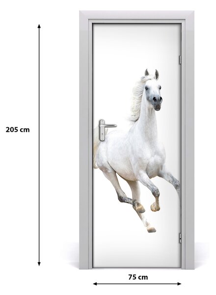 Adesivo per porta Cavallo bianco su galoppo 75x205 cm