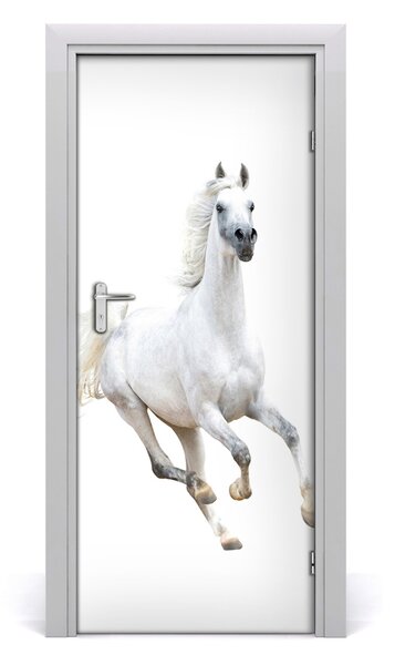 Adesivo per porta Cavallo bianco su galoppo 75x205 cm