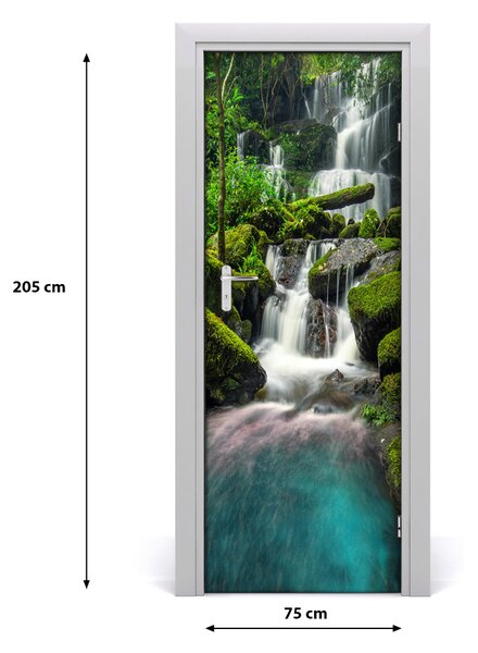 Adesivo per porta interna Cascata nella giungla 75x205 cm