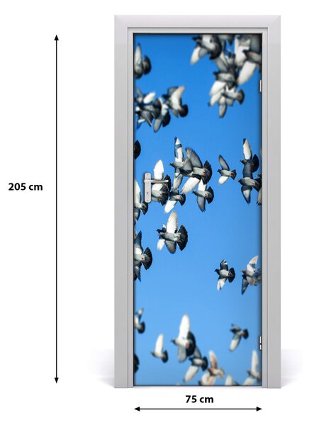 Adesivo per porta Piccioni nel cielo 75x205 cm