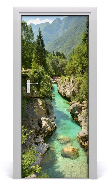 Adesivo per porta ruscello di montagna 75x205 cm