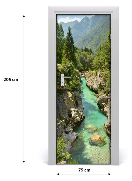 Adesivo per porta ruscello di montagna 75x205 cm