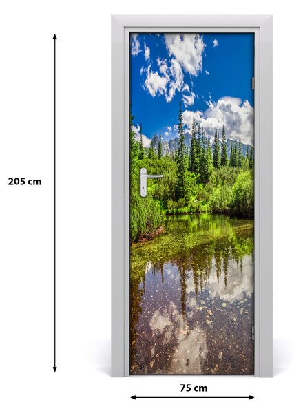 Poster adesivo per porta Lago in montagna 75x205 cm