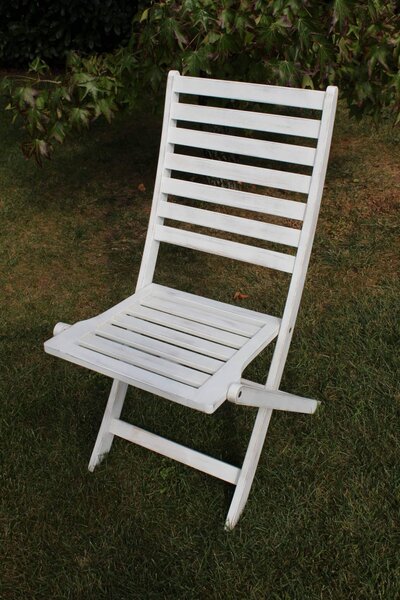 VivaGarden Sedia per Esterni Pieghevole in Legno Dimensioni 46x57x91 cm colore Bianco