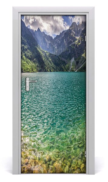 Adesivo per porta interna Lago in montagna 75x205 cm