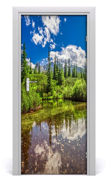 Poster adesivo per porta Lago in montagna 75x205 cm