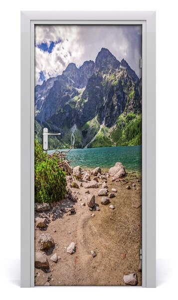Adesivo per porta Lago in montagna 75x205 cm