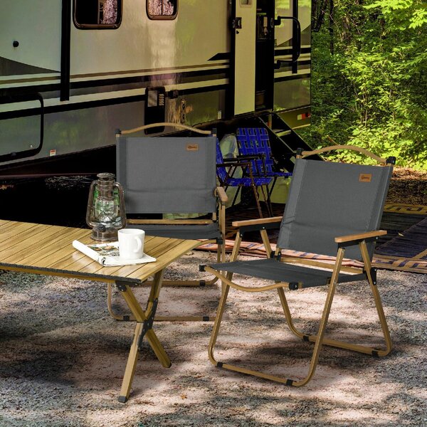 VivaGarden Sedia per Esterni Pieghevole Set 2 Sedie da Giardino in Acciaio/Tessuto Dimensioni 54x59x78 cm colore Grigio