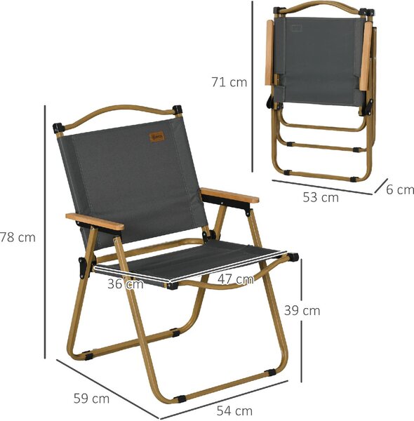 VivaGarden Sedia per Esterni Pieghevole Set 2 Sedie da Giardino in Acciaio/Tessuto Dimensioni 54x59x78 cm colore Grigio