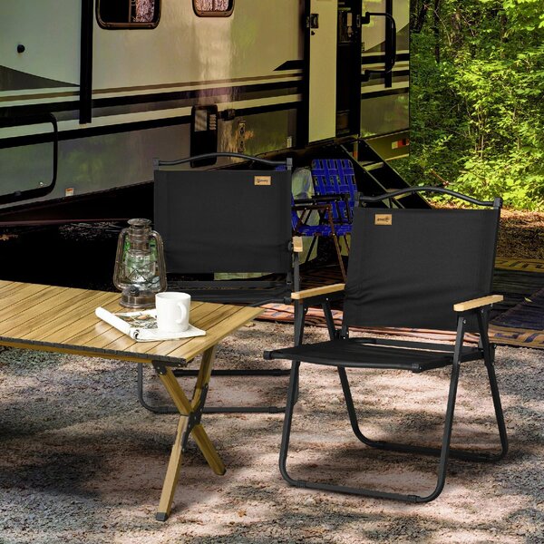 VivaGarden Sedia per Esterni Pieghevole Set 2 Sedie da Giardino in Acciaio/Tessuto Dimensioni 54x59x78 cm colore Nero