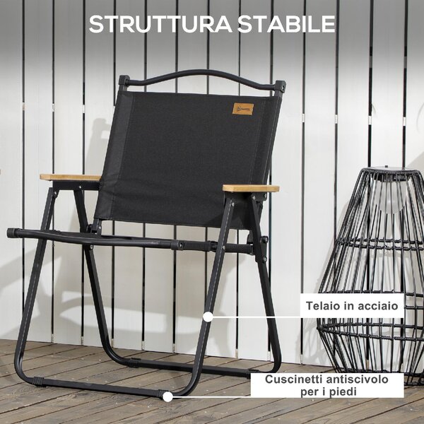 VivaGarden Sedia per Esterni Pieghevole Set 2 Sedie da Giardino in Acciaio/Tessuto Dimensioni 54x59x78 cm colore Nero