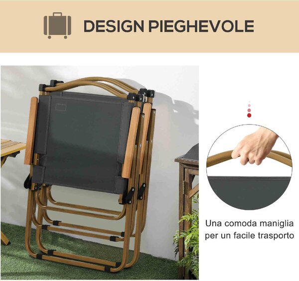 VivaGarden Sedia per Esterni Pieghevole Set 2 Sedie da Giardino in Acciaio/Tessuto Dimensioni 54x59x78 cm colore Grigio