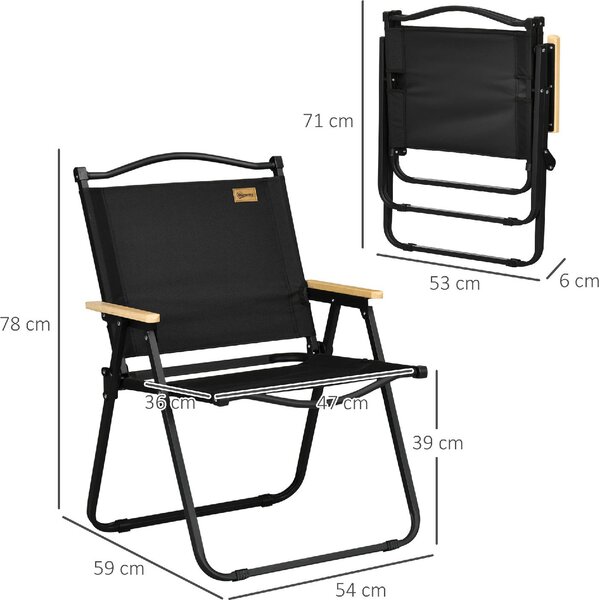 VivaGarden Sedia per Esterni Pieghevole Set 2 Sedie da Giardino in Acciaio/Tessuto Dimensioni 54x59x78 cm colore Nero