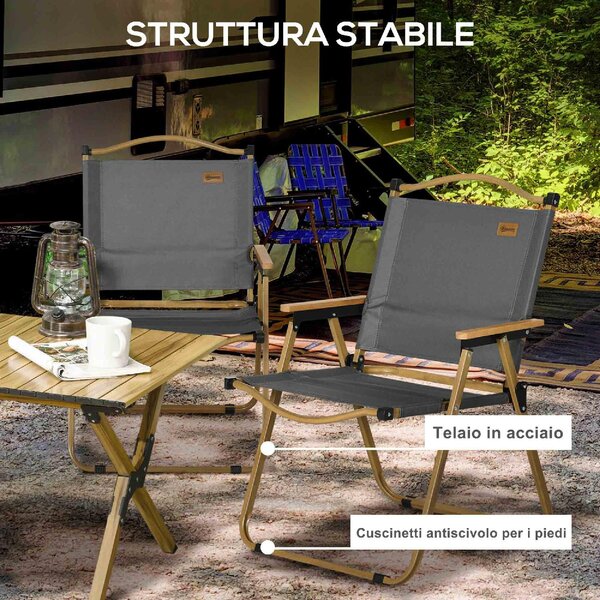 VivaGarden Sedia per Esterni Pieghevole Set 2 Sedie da Giardino in Acciaio/Tessuto Dimensioni 54x59x78 cm colore Grigio