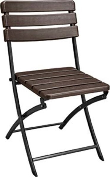 Domus Sedia per Esterni Pieghevole Set 2 Sedie da Giardino in Acciaio/HDPE Dimensioni 54x44,5x80,5 cm colore Marrone - Wood