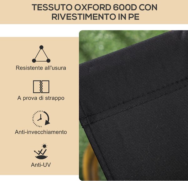 VivaGarden Sedia per Esterni Pieghevole Set 2 Sedie da Giardino in Acciaio/Tessuto Dimensioni 54x59x78 cm colore Nero