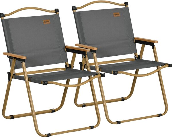 VivaGarden Sedia per Esterni Pieghevole Set 2 Sedie da Giardino in Acciaio/Tessuto Dimensioni 54x59x78 cm colore Grigio