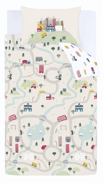 Biancheria da letto per bambini bianca/beige in cotone per letto matrimoniale 200x200 cm Transport – Bianca