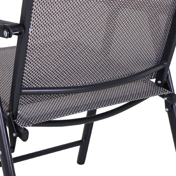 VivaGarden Sedia per Esterni Pieghevole Set 2 Sedie da Giardino in Acciaio/Tessuto Dimensioni 58x64x94 cm colore Grigio/Nero