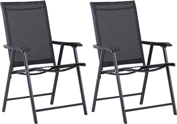 VivaGarden Sedia per Esterni Pieghevole Set 2 Sedie da Giardino in Metallo/Texteline Dimensioni 58x64x94 cm colore Nero