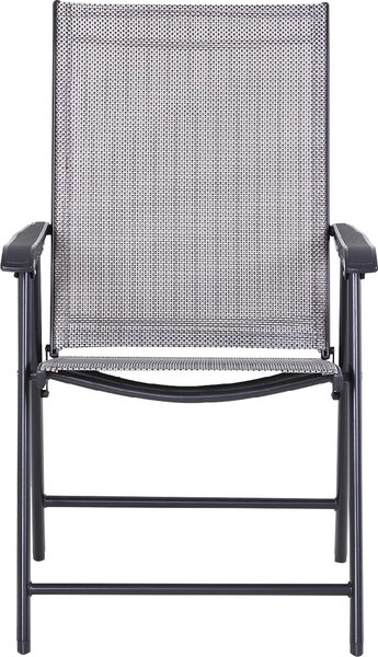 VivaGarden Sedia per Esterni Pieghevole Set 2 Sedie da Giardino in Acciaio/Tessuto Dimensioni 58x64x94 cm colore Grigio/Nero