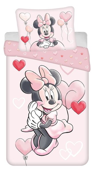 Set copripiumino e federa da bambini rosa in cotone per letto singolo 140x200 cm Minnie "Balloon" – Jerry Fabrics