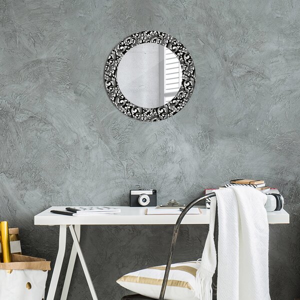 Specchio rotondo cornice con stampa Ornamento fi 50 cm