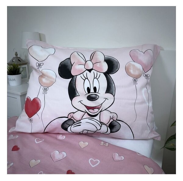 Set copripiumino e federa da bambini rosa in cotone per letto singolo 140x200 cm Minnie "Balloon" – Jerry Fabrics