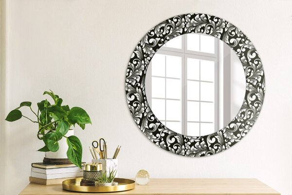 Specchio rotondo cornice con stampa Ornamento fi 50 cm