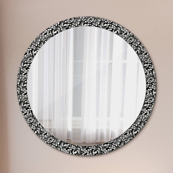 Specchio rotondo cornice con stampa Ornamento fi 100 cm