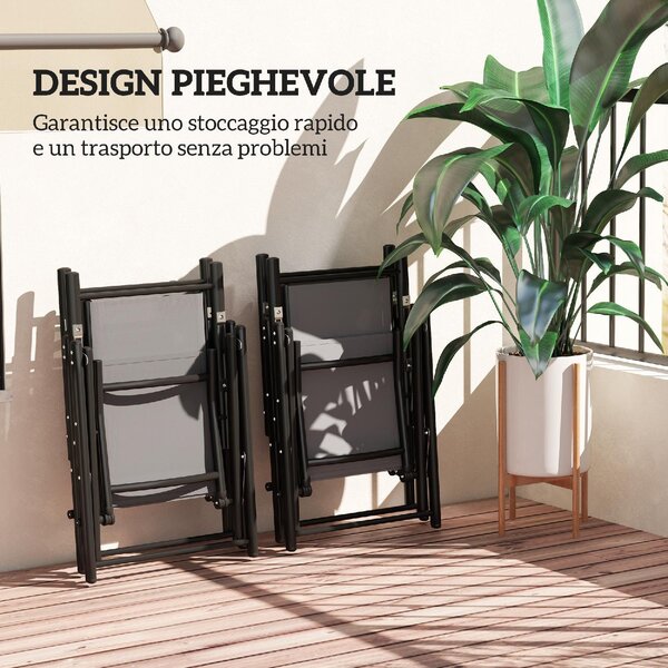 VivaGarden Sedia per Esterni Pieghevole Set 4 Sedie da Giardino in Acciaio/Poliestere 56x69x106 cm colore Grigio