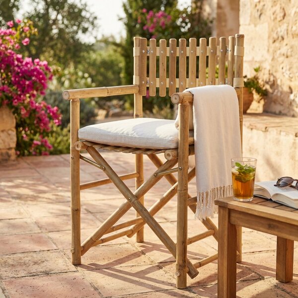 VivaGarden Sedia per Esterni Sedia Regista in Bamboo Dimensioni 58x44x88 cm colore Naturale - Mimo