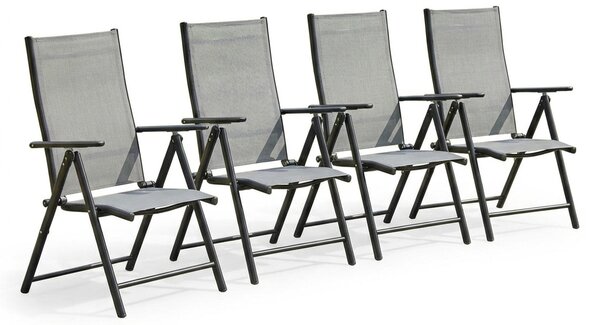 VivaGarden Sedia per Esterni Pieghevole Set 4 Sedie da Giardino in Acciaio/Poliestere 56x69x106 cm colore Grigio