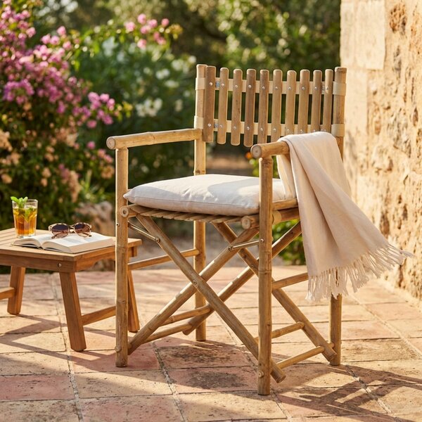 VivaGarden Sedia per Esterni Sedia Regista in Bamboo Dimensioni 58x44x88 cm colore Naturale - Mimo