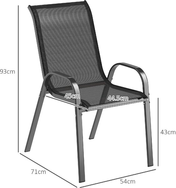 VivaGarden Sedia per Esterni Set 2 Sedie da Giardino in Acciaio/Texteline Dimensioni 54x71x93 cm colore Nero
