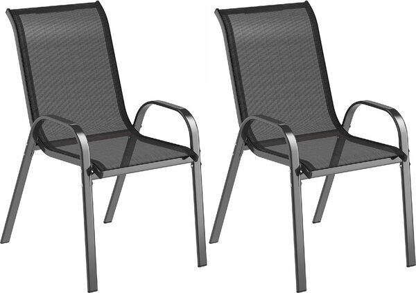 VivaGarden Sedia per Esterni Set 2 Sedie da Giardino in Acciaio/Texteline Dimensioni 54x71x93 cm colore Nero