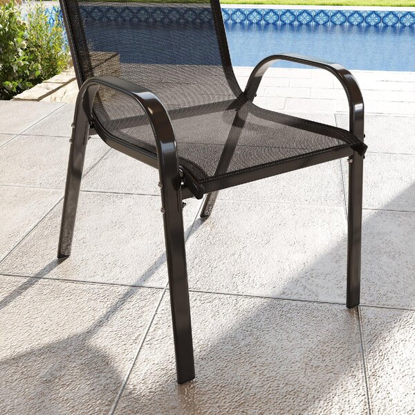 VivaGarden Sedia per Esterni Set 2 Sedie da Giardino in Acciaio/Texteline Dimensioni 54x71x93 cm colore Nero