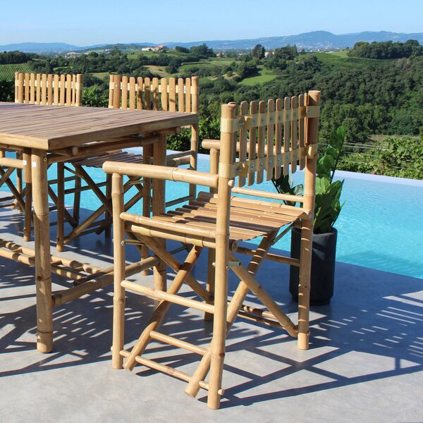 VivaGarden Sedia per Esterni Sedia Regista in Bamboo Dimensioni 58x44x88 cm colore Naturale - Mimo