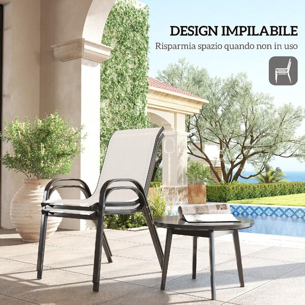 VivaGarden Sedia per Esterni Set 2 Sedie da Giardino in Acciaio/Texteline Dimensioni 54x71x93 cm colore Grigio Chiaro