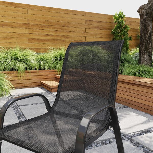 VivaGarden Sedia per Esterni Set 2 Sedie da Giardino in Acciaio/Texteline Dimensioni 54x71x93 cm colore Nero