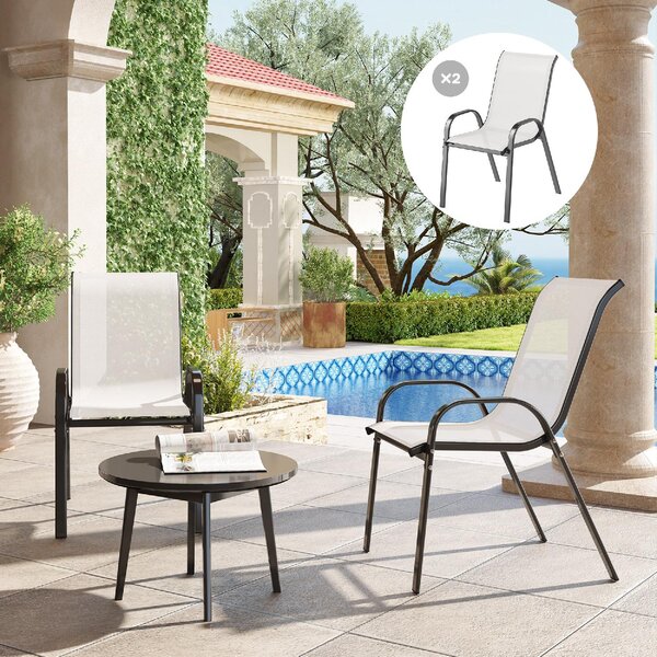 VivaGarden Sedia per Esterni Set 2 Sedie da Giardino in Acciaio/Texteline Dimensioni 54x71x93 cm colore Grigio Chiaro