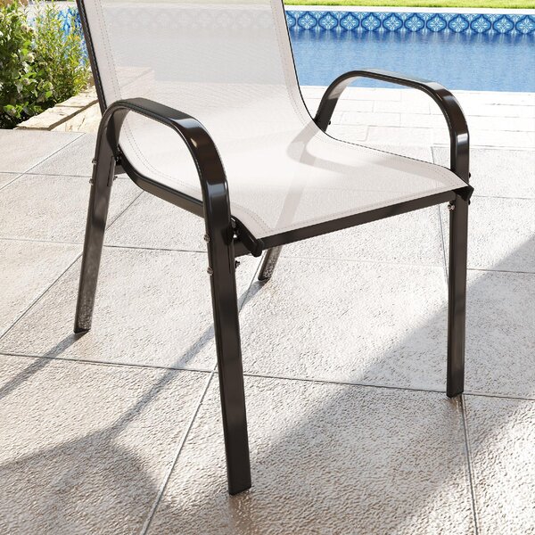 VivaGarden Sedia per Esterni Set 2 Sedie da Giardino in Acciaio/Texteline Dimensioni 54x71x93 cm colore Grigio Chiaro