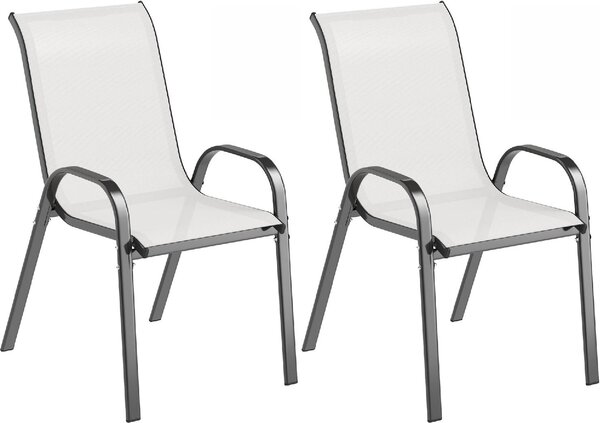 VivaGarden Sedia per Esterni Set 2 Sedie da Giardino in Acciaio/Texteline Dimensioni 54x71x93 cm colore Grigio Chiaro